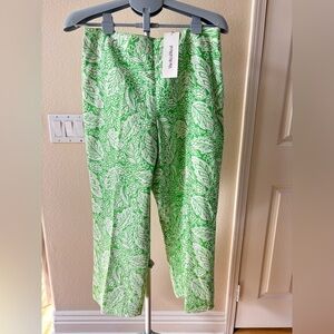 NWT - Pendleton Silk Blend Tropical Print Pants in Lime Green / White - Size 12